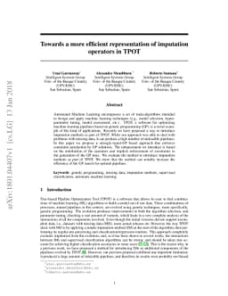 Towards a more efficient representation of imputation operators in TPOT