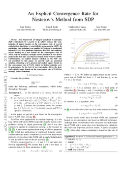 An Explicit Convergence Rate for Nesterov's Method from SDP