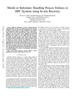 Shrink or Substitute: Handling Process Failures in HPC Systems using
  In-situ Recovery
