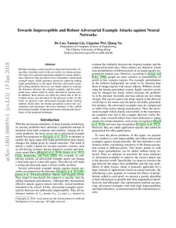 Towards Imperceptible and Robust Adversarial Example Attacks against
  Neural Networks