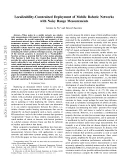 Localizability-Constrained Deployment of Mobile Robotic Networks with
  Noisy Range Measurements