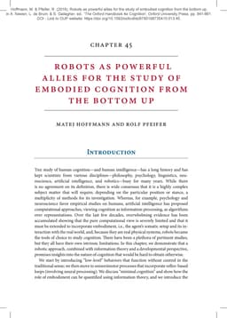 Robots as Powerful Allies for the Study of Embodied Cognition from the
  Bottom Up