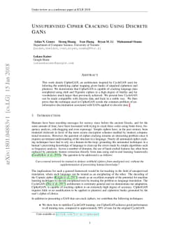 Unsupervised Cipher Cracking Using Discrete GANs