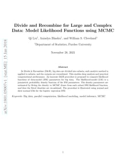 Divide and Recombine for Large and Complex Data: Model Likelihood
  Functions using MCMC