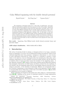 Cahn--Hilliard inpainting with the double obstacle potential