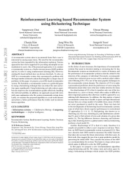 Reinforcement Learning based Recommender System using Biclustering
  Technique