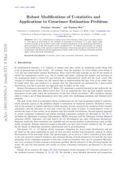 Robust Modifications of U-statistics and Applications to Covariance
  Estimation Problems