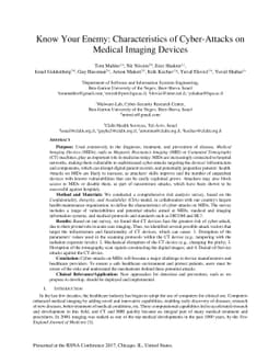 Know Your Enemy: Characteristics of Cyber-Attacks on Medical Imaging
  Devices