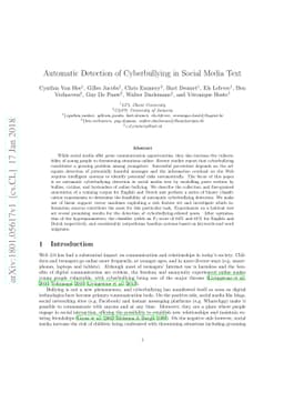 Automatic Detection of Cyberbullying in Social Media Text