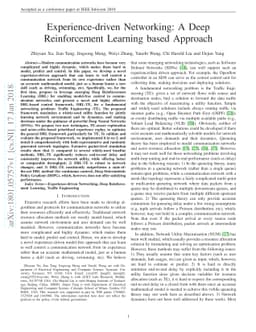 Experience-driven Networking: A Deep Reinforcement Learning based
  Approach