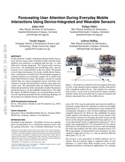 Forecasting User Attention During Everyday Mobile Interactions Using
  Device-Integrated and Wearable Sensors