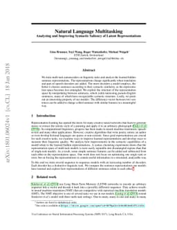 Natural Language Multitasking: Analyzing and Improving Syntactic
  Saliency of Hidden Representations