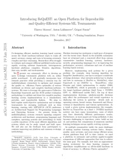 Introducing ReQuEST: an Open Platform for Reproducible and
  Quality-Efficient Systems-ML Tournaments