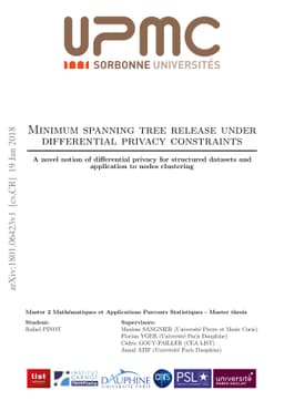 Minimum spanning tree release under differential privacy constraints