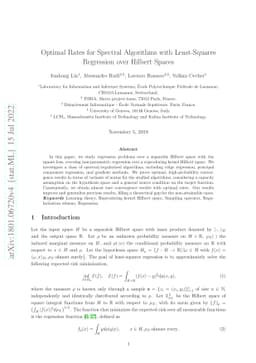 Optimal Rates for Spectral Algorithms with Least-Squares Regression over
  Hilbert Spaces