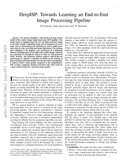 DeepISP: Towards Learning an End-to-End Image Processing Pipeline