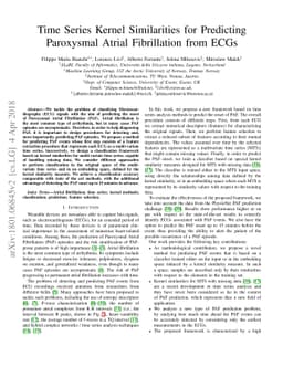 Time series kernel similarities for predicting Paroxysmal Atrial
  Fibrillation from ECGs