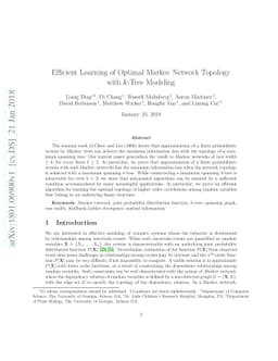 Efficient Learning of Optimal Markov Network Topology with k-Tree
  Modeling