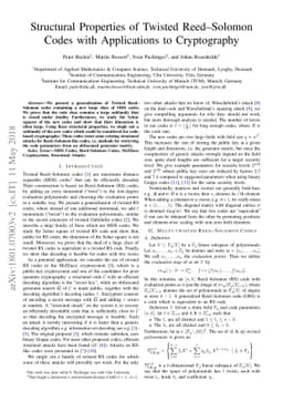 Structural Properties of Twisted Reed-Solomon Codes with Applications to
  Cryptography
