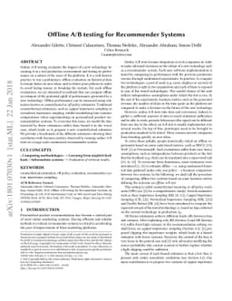 Offline A/B testing for Recommender Systems