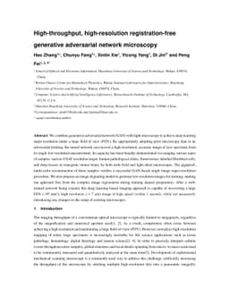 High-throughput, high-resolution registration-free generated adversarial
  network microscopy