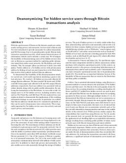 Deanonymizing Tor hidden service users through Bitcoin transactions
  analysis