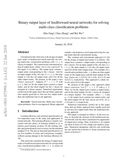 Binary output layer of feedforward neural networks for solving
  multi-class classification problems