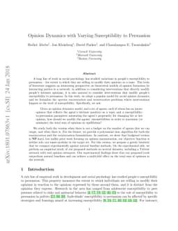 Opinion Dynamics with Varying Susceptibility to Persuasion