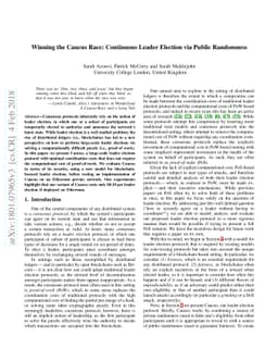 Winning the Caucus Race: Continuous Leader Election via Public
  Randomness