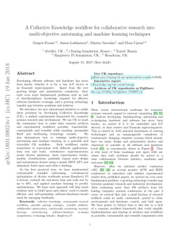 A Collective Knowledge workflow for collaborative research into
  multi-objective autotuning and machine learning techniques