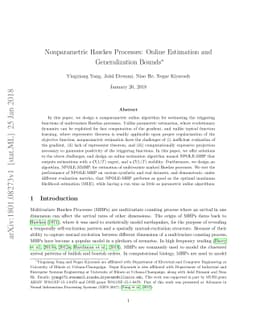 Nonparametric Hawkes Processes: Online Estimation and Generalization
  Bounds