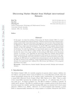 Discovering Markov Blanket from Multiple interventional Datasets