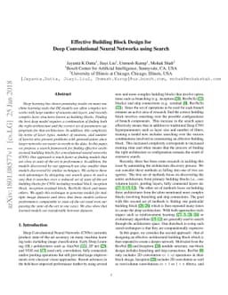 Effective Building Block Design for Deep Convolutional Neural Networks
  using Search