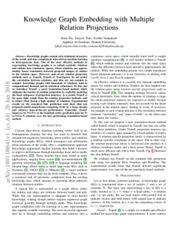 Knowledge Graph Embedding with Multiple Relation Projections