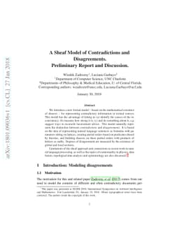 A Sheaf Model of Contradictions and Disagreements. Preliminary Report
  and Discussion