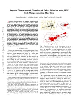 Bayesian Nonparametric Modeling of Driver Behavior using HDP Split-Merge
  Sampling Algorithm