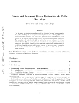 Sparse and Low-rank Tensor Estimation via Cubic Sketchings