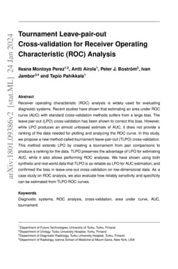 Tournament Leave-pair-out Cross-validation for Receiver Operating
  Characteristic (ROC) Analysis