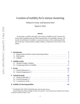 A notion of stability for k-means clustering