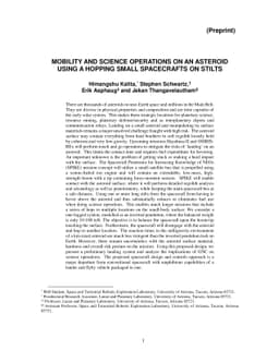 Mobility and Science operations On An Asteroid Using a Hopping Small
  Spacecraft on Stilts