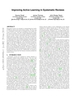 Improving Active Learning in Systematic Reviews