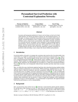 Personalized Survival Prediction with Contextual Explanation Networks