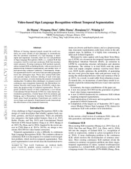 Video-based Sign Language Recognition without Temporal Segmentation