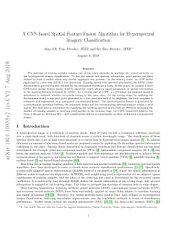 A CNN-based Spatial Feature Fusion Algorithm for Hyperspectral Imagery
  Classification