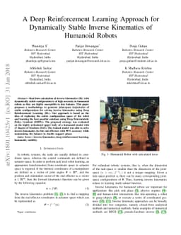 A Deep Reinforcement Learning Approach for Dynamically Stable Inverse
  Kinematics of Humanoid Robots