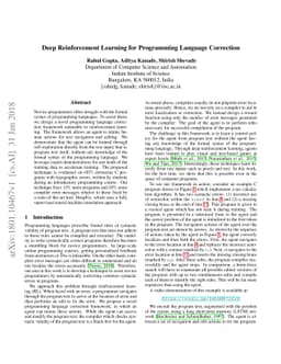 Deep Reinforcement Learning for Programming Language Correction