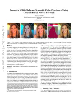 Semantic White Balance: Semantic Color Constancy Using Convolutional
  Neural Network