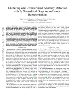 Clustering and Unsupervised Anomaly Detection with L2 Normalized Deep
  Auto-Encoder Representations