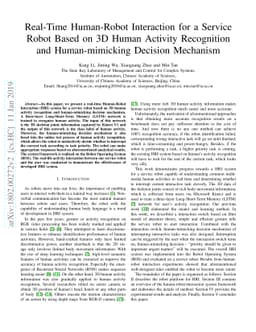 Real-Time Human-Robot Interaction for a Service Robot Based on 3D Human
  Activity Recognition and Human-mimicking Decision Mechanism
