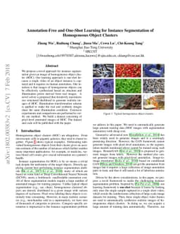 Annotation-Free and One-Shot Learning for Instance Segmentation of
  Homogeneous Object Clusters